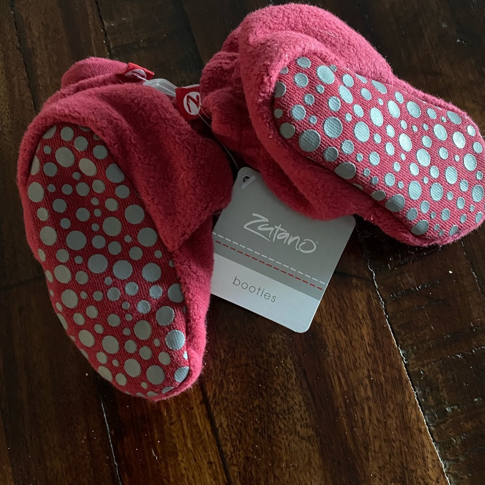 Zutano Baby Booties Fleece Cranberry